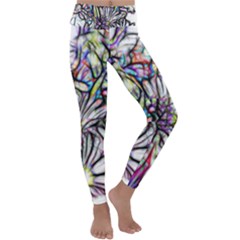 Mixed Flowers Kids  Lightweight Velour Classic Yoga Leggings by bloomingvinedesign