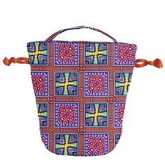 Shapes In Squares Pattern                       Drawstring Bucket Bag by LalyLauraFLM