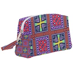 Shapes In Squares Pattern                    Wristlet Pouch Bag (large) by LalyLauraFLM