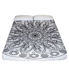 Flowers Mandala Hand Drawing Fitted Sheet (california King Size) by Wegoenart