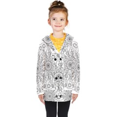 Flowers Mandala Hand Drawing Kids  Double Breasted Button Coat by Wegoenart