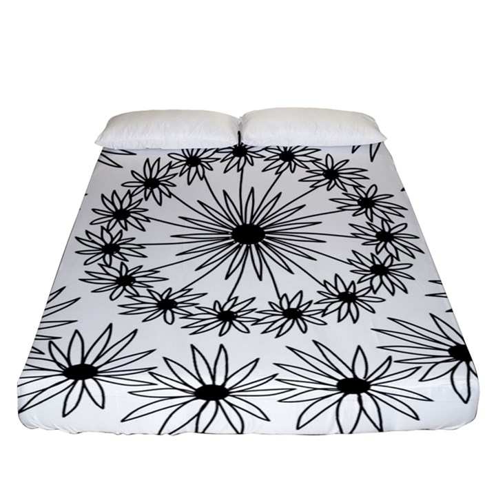 Flowers Mandala Hand Drawing Fitted Sheet (Queen Size)