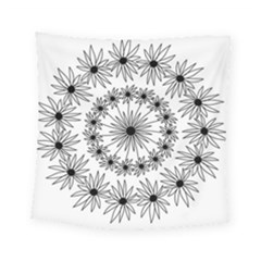 Flowers Mandala Hand Drawing Square Tapestry (small)