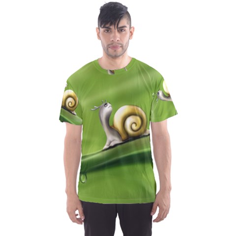 Snail Drops Rain Drawing Green Men s Sports Mesh Tee by Wegoenart