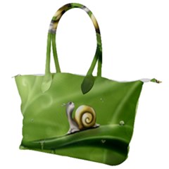 Snail Drops Rain Drawing Green Canvas Shoulder Bag by Wegoenart