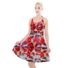 Paint Splatters On A White Background                          Halter Party Swing Dress