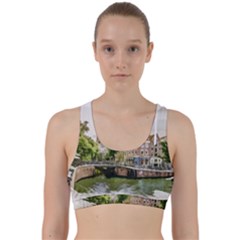 Amsterdam Holland Canal River Back Weave Sports Bra by Wegoenart