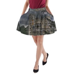 Castle Mansion Architecture House A-line Pocket Skirt by Wegoenart