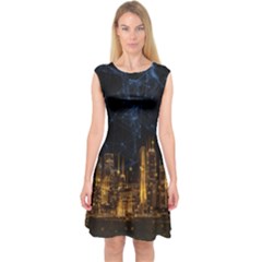 Architecture Buildings City Capsleeve Midi Dress by Wegoenart