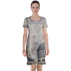 London Westminster Bridge Building Short Sleeve Nightdress by Wegoenart