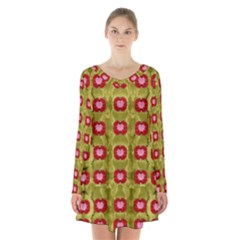 Happy Floral Days In Colors Long Sleeve Velvet V-neck Dress by pepitasart