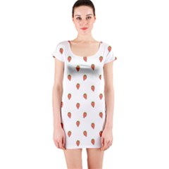 Cartoon Style Strawberry Pattern Short Sleeve Bodycon Dress