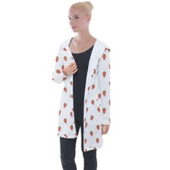 Cartoon Style Strawberry Pattern Longline Hooded Cardigan by dflcprintsclothing