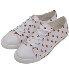 Cartoon Style Strawberry Pattern Women s Low Top Canvas Sneakers by dflcprintsclothing