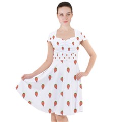 Cartoon Style Strawberry Pattern Cap Sleeve Midi Dress by dflcprintsclothing