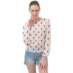 Cartoon Style Strawberry Pattern Banded Bottom Chiffon Top