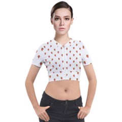 Cartoon Style Strawberry Pattern Short Sleeve Cropped Jacket by dflcprintsclothing