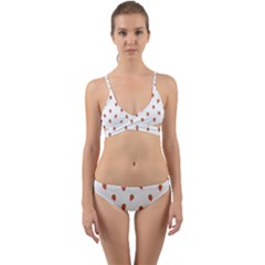 Cartoon Style Strawberry Pattern Wrap Around Bikini Set by dflcprintsclothing