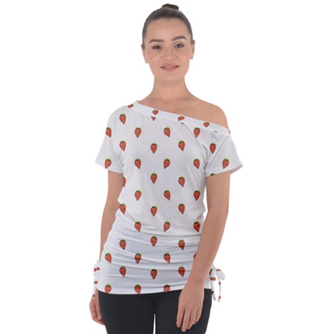 Cartoon Style Strawberry Pattern Tie-up Tee by dflcprintsclothing