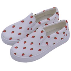 Cartoon Style Strawberry Pattern Kids  Canvas Slip Ons by dflcprintsclothing