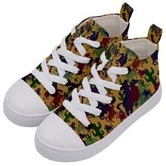 Cowboys Pattern Kids  Mid-top Canvas Sneakers by bloomingvinedesign