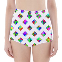 Rainbow Lattice High-waisted Bikini Bottoms by Mariart