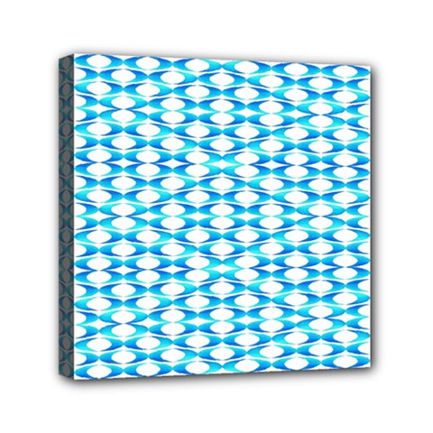 Fabric Geometric Aqua Crescents Mini Canvas 6  x 6  (Stretched)