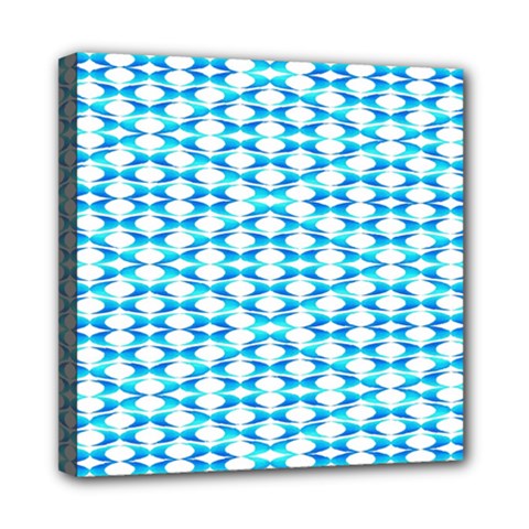 Fabric Geometric Aqua Crescents Mini Canvas 8  x 8  (Stretched)