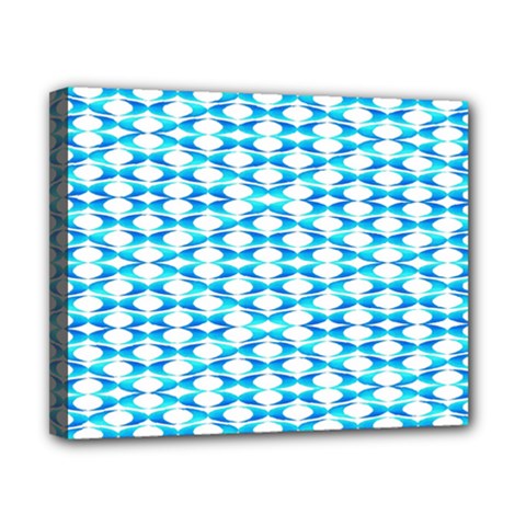 Fabric Geometric Aqua Crescents Canvas 10  x 8  (Stretched)