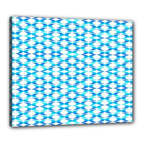 Fabric Geometric Aqua Crescents Canvas 24  x 20  (Stretched)