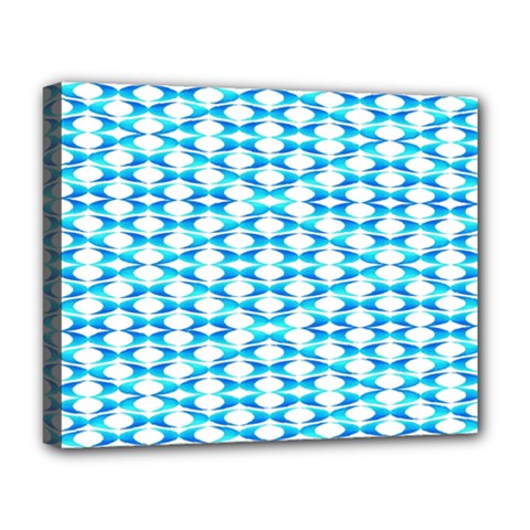 Fabric Geometric Aqua Crescents Deluxe Canvas 20  x 16  (Stretched)