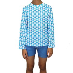 Fabric Geometric Aqua Crescents Kids  Long Sleeve Swimwear