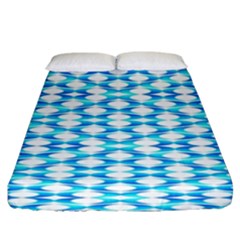 Fabric Geometric Aqua Crescents Fitted Sheet (King Size)