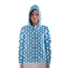 Fabric Geometric Aqua Crescents Women s Hooded Windbreaker