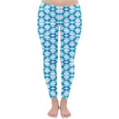 Fabric Geometric Aqua Crescents Classic Winter Leggings