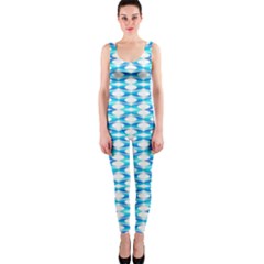 Fabric Geometric Aqua Crescents One Piece Catsuit