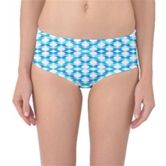 Fabric Geometric Aqua Crescents Mid-Waist Bikini Bottoms