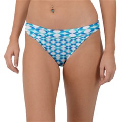 Fabric Geometric Aqua Crescents Band Bikini Bottom