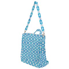 Fabric Geometric Aqua Crescents Crossbody Backpack