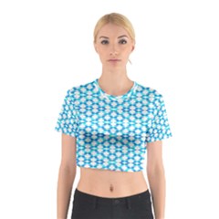 Fabric Geometric Aqua Crescents Cotton Crop Top