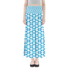 Fabric Geometric Aqua Crescents Full Length Maxi Skirt