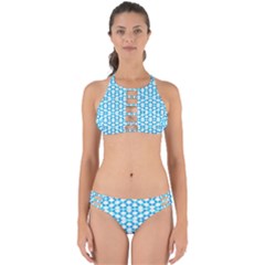 Fabric Geometric Aqua Crescents Perfectly Cut Out Bikini Set