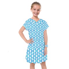 Fabric Geometric Aqua Crescents Kids  Drop Waist Dress