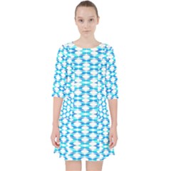 Fabric Geometric Aqua Crescents Pocket Dress