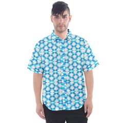 Fabric Geometric Aqua Crescents Men s Short Sleeve Shirt