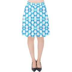 Fabric Geometric Aqua Crescents Velvet High Waist Skirt