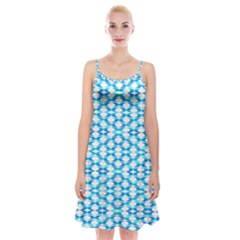 Fabric Geometric Aqua Crescents Spaghetti Strap Velvet Dress