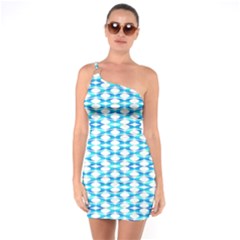 Fabric Geometric Aqua Crescents One Soulder Bodycon Dress