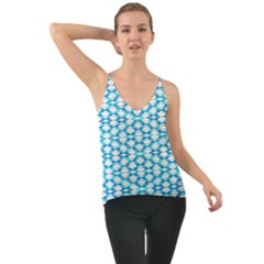 Fabric Geometric Aqua Crescents Chiffon Cami