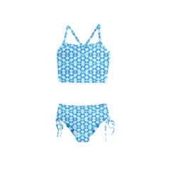 Fabric Geometric Aqua Crescents Girls  Tankini Swimsuit